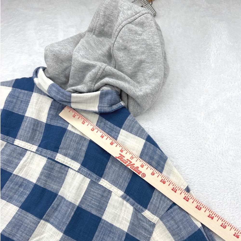 American Eagle Mens Hoodie Shirt Large Blue Plaid Super Soft Flannel Hooded - Picture 9 of 13